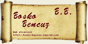 Boško Bencuz vizit kartica